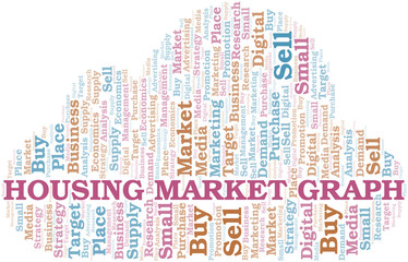 Housing Market Graph word cloud. Vector made with text only.