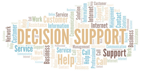 Decision Support word cloud vector made with text only.