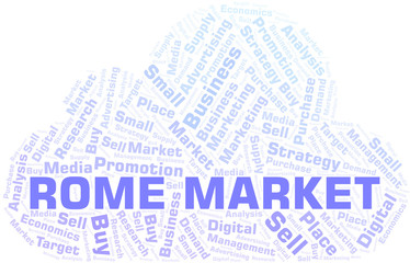 Obraz premium Rome Market word cloud. Vector made with text only.
