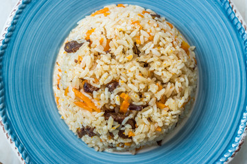 Uzbek Pilaf Rice with Meat, Carrot and Onion / Pilav