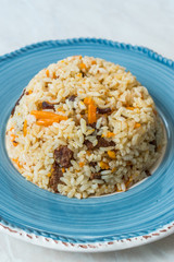 Uzbek Pilaf Rice with Meat, Carrot and Onion / Pilav