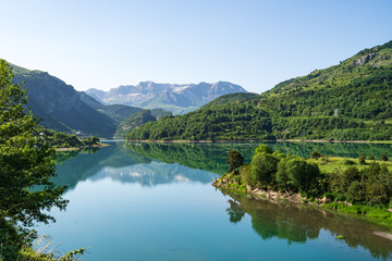 View of the lanuza reservoir in the spanish pyrenees. 