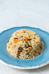 Uzbek Pilaf Rice with Meat, Carrot and Onion / Pilav