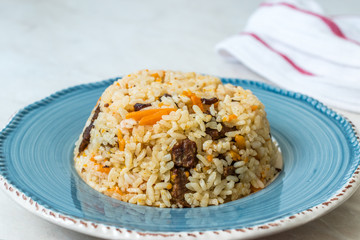 Uzbek Pilaf Rice with Meat, Carrot and Onion / Pilav