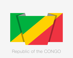 Fototapeta premium Flag of Republic of the Congo. Flat Icon Waving Flag with Country Name on White