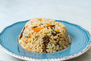 Uzbek Pilaf Rice with Meat, Carrot and Onion / Pilav