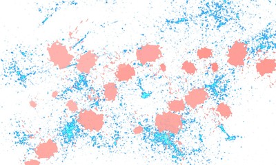 Gouache dots or stars and stains on a white background. Two-color divorces.