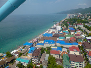 Sochi, Lazarevskoye, top view of the embankment from the top of the Ferris wheel