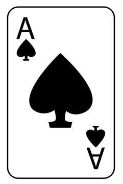 Ace of spades playing card. Icon in black color. Vector illustration. isolated.