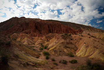 Fototapeta na wymiar Panorama of Skazka aka Fairytale canyon, Issyk-Kul, Kyrgyzstan