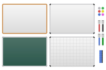 Set of magnetic marker boards.