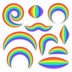 Cartoon rainbow set. Arches, curves