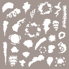 Obraz premium Set of white silhouettes of smoke.