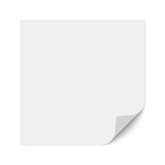 A sheet of note paper with a bent right bottom corner. Vector illustration.