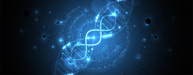 Science template, wallpaper or banner with a DNA molecules. Vector illustration.