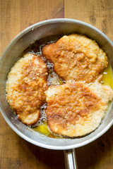 Polish breaded pork cutlets fried on pan