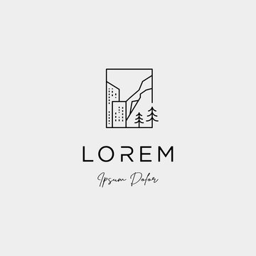 mountain city logo design vector icon illustration