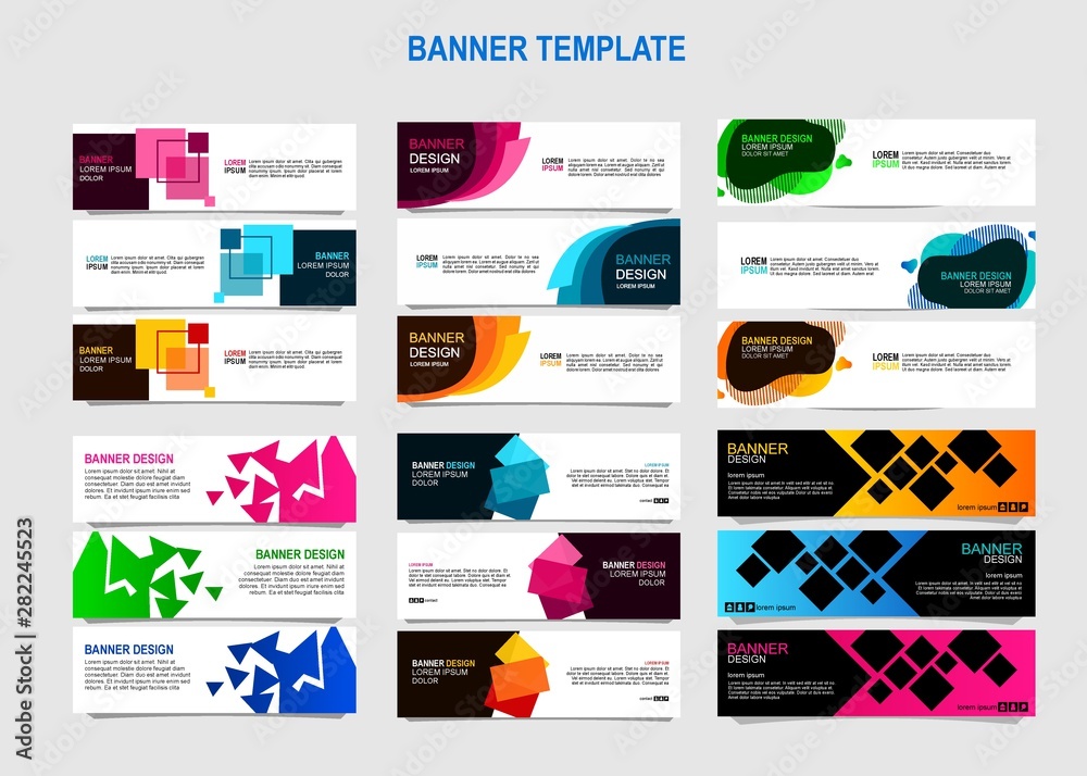Sticker bundle of 18 vector abstract design banner web template.