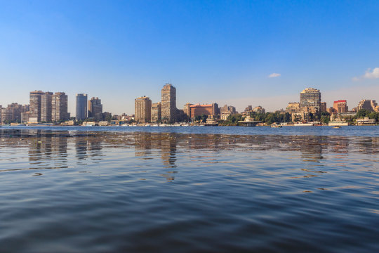View of the Cairo city and Nile river in Egypt