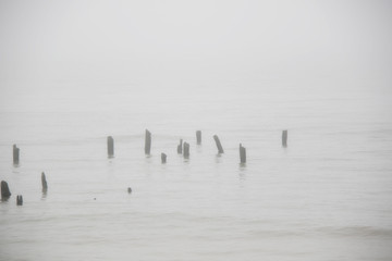 calm misty morning on the beach