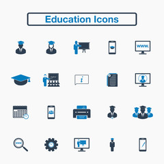 Education Icon Set. Flat style vector EPS.
