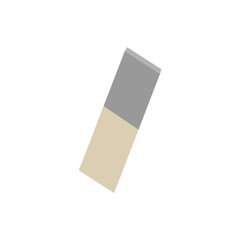 White eraser with blue on a white background