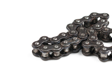 Driving roller chain isolated on white background.Copy space