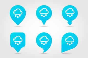 Cloud with Snow Grain pin map icon. Weather