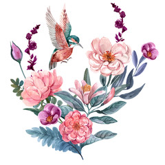  floral illustration, Leaf and buds. Botanic composition for design. branch of flowers © Hasun