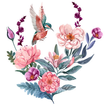  floral illustration, Leaf and buds. Botanic composition for design. branch of flowers