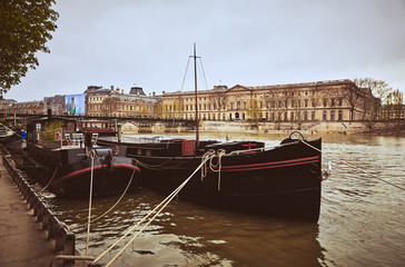 Barges on the Seine in Paris