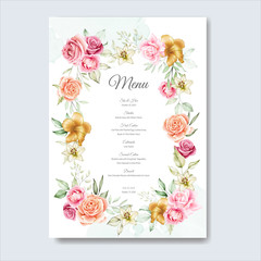 watercolor wedding invitation card with beautiful floral background template