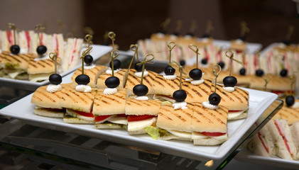 Canape or sandwiches with toasted baguette