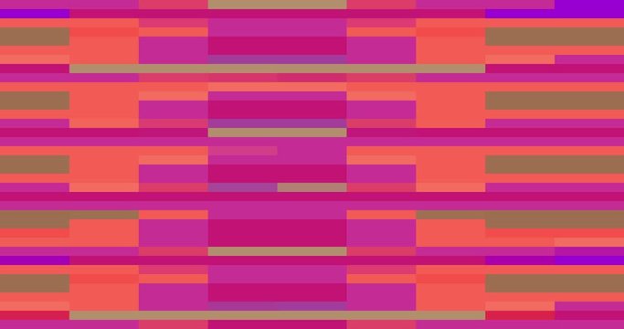 Abstract pixel pattern background composition with glitch and horizontal lines. Mosaic pixelelated stripes in multi colors. Pastel background animation with pixel blocks moving in space.  Vintage loop