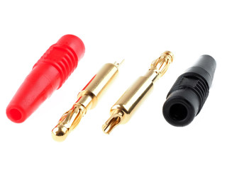 Red and black banana plugs with gold plated pin