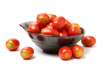 cherry tomatoes on white background 