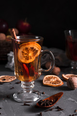 Hot tea with cinnamon and cloves