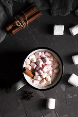 Top view of marshmallows drink