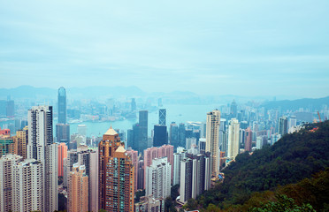 Obraz premium Widok ze szczytu Wiktorii do Hongkongu