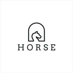 horse head logo with line art style shape