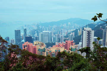 Obraz premium View from Victoria Peak to Hong Kong