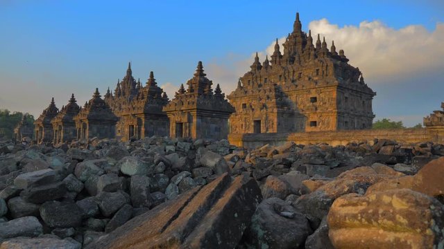 Plaosan temple in Java island,Indonesia ,handled cinematic shot