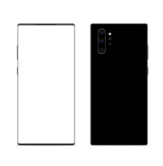 smartphone, flat vector simulation with blank screen, isolated on white background