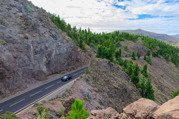 Road in Teide National Park of Tenerife, Canary Islands. Beautiful landscape background
