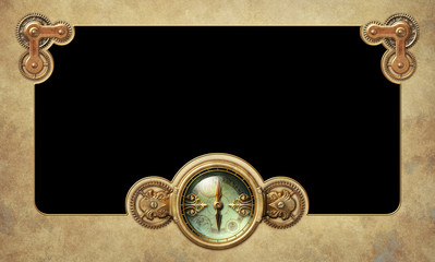 Steampunk background with old compass decoration