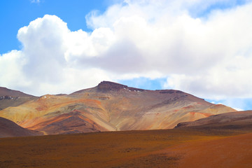 Fototapeta na wymiar Impressive Mountain View of Andean Plateau in Potosi Department of Bolivia, South America