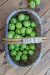 green apples in a bucket