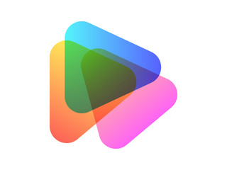 Abstract modern green, orange, pink element with triangles