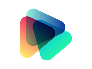 Abstract modern orange, blue, cyan element with triangles