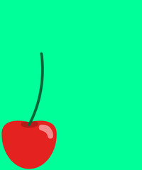 Cherry drawing on green background